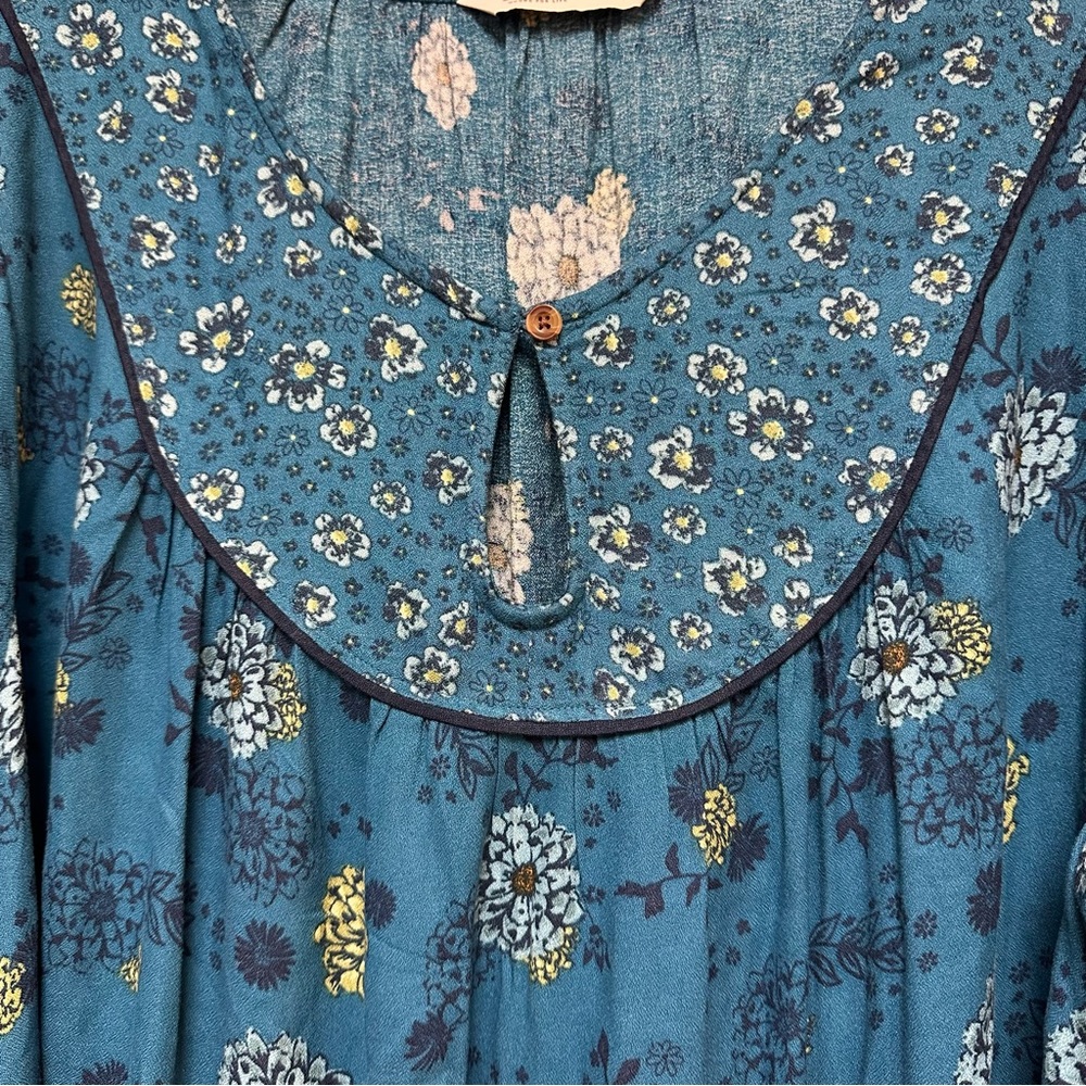Sonoma Boho Floral Dress Blue Size 1X NWT Peasant Prairie Tiered Flowy Tunic - Picture 7 of 11